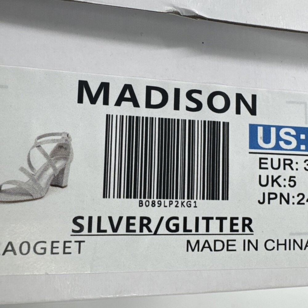 Dream Pairs Chunk Heel Shoes Womens 7 Silver Glitter Pumps Open Toe Party NEW - Picture 6 of 10